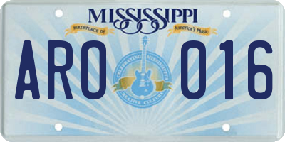 MS license plate ARO016