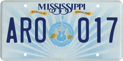 MS license plate ARO017