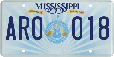 MS license plate ARO018