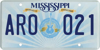 MS license plate ARO021