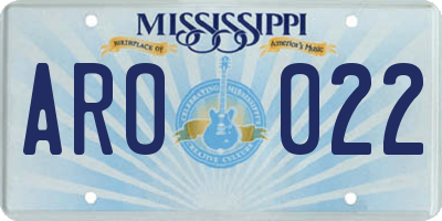 MS license plate ARO022