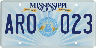 MS license plate ARO023