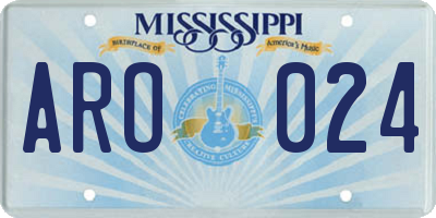 MS license plate ARO024