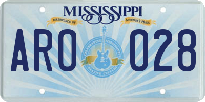 MS license plate ARO028