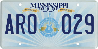 MS license plate ARO029