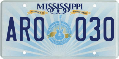 MS license plate ARO030