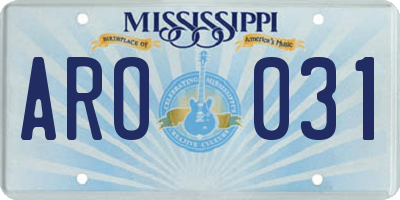 MS license plate ARO031