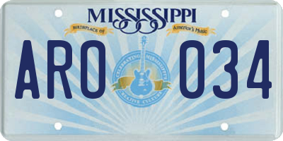 MS license plate ARO034
