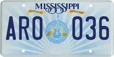 MS license plate ARO036