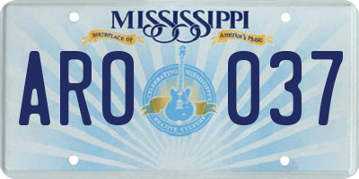 MS license plate ARO037