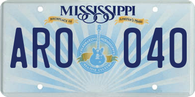 MS license plate ARO040