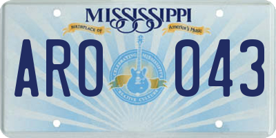 MS license plate ARO043