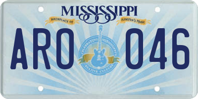 MS license plate ARO046