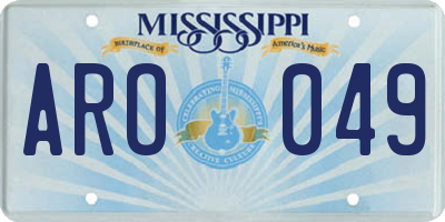 MS license plate ARO049