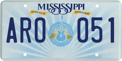 MS license plate ARO051