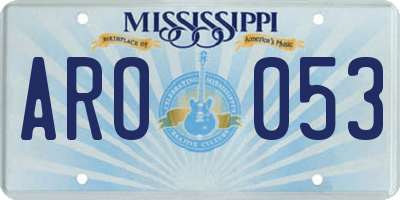 MS license plate ARO053