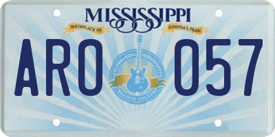 MS license plate ARO057
