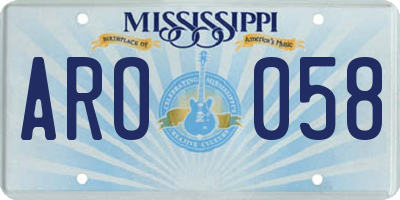 MS license plate ARO058