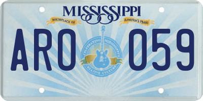 MS license plate ARO059