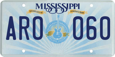 MS license plate ARO060