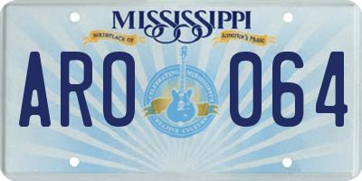 MS license plate ARO064