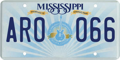 MS license plate ARO066