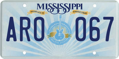 MS license plate ARO067