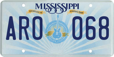 MS license plate ARO068