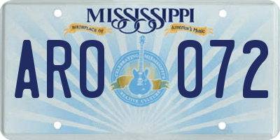 MS license plate ARO072