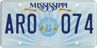 MS license plate ARO074