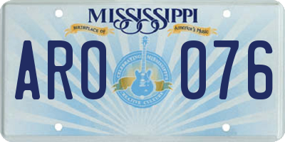 MS license plate ARO076