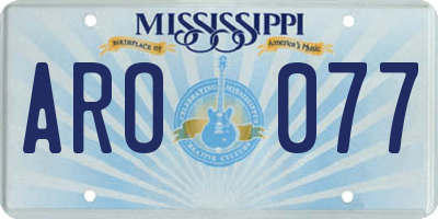 MS license plate ARO077