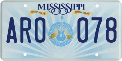 MS license plate ARO078