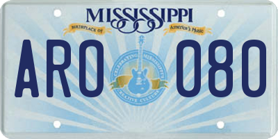 MS license plate ARO080