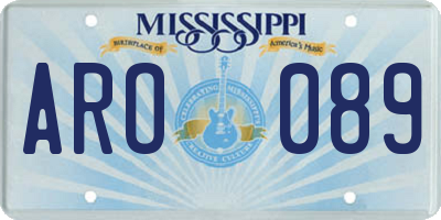 MS license plate ARO089