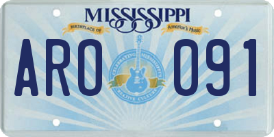 MS license plate ARO091