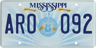MS license plate ARO092