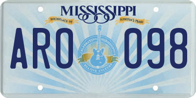 MS license plate ARO098