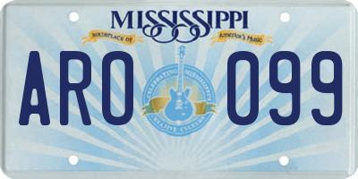 MS license plate ARO099