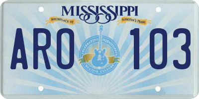 MS license plate ARO103