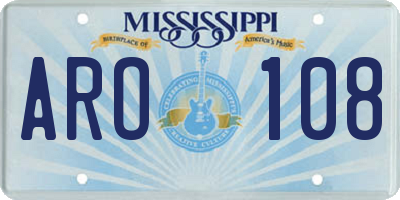 MS license plate ARO108
