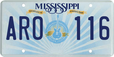 MS license plate ARO116