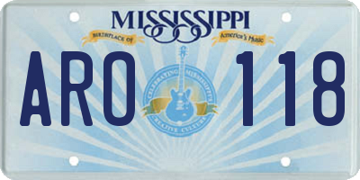 MS license plate ARO118