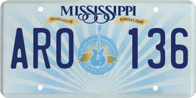 MS license plate ARO136
