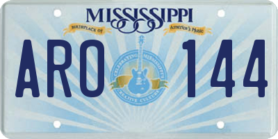 MS license plate ARO144