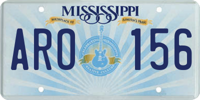 MS license plate ARO156