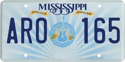 MS license plate ARO165