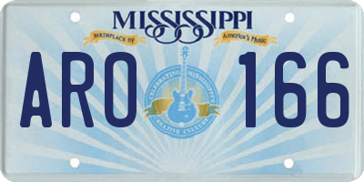 MS license plate ARO166