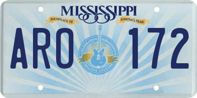 MS license plate ARO172