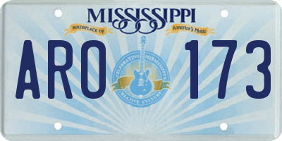 MS license plate ARO173